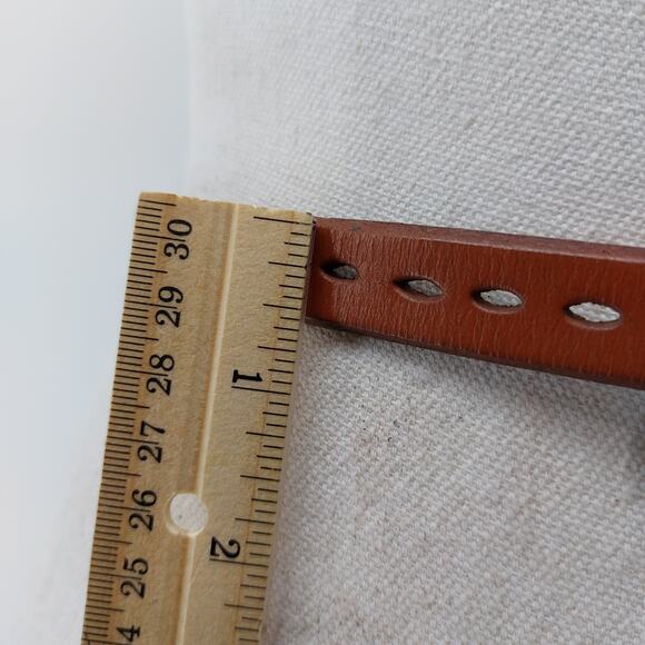 Skinny Brown Leather Women's Belt Preppy Minimalist Small - Picture 9 of 11